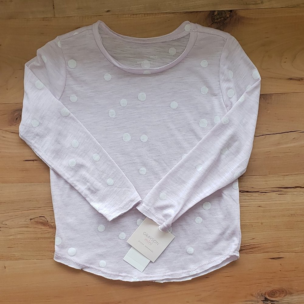 Toddler Girls Light Purple/Dots Long Sleeve Shirt